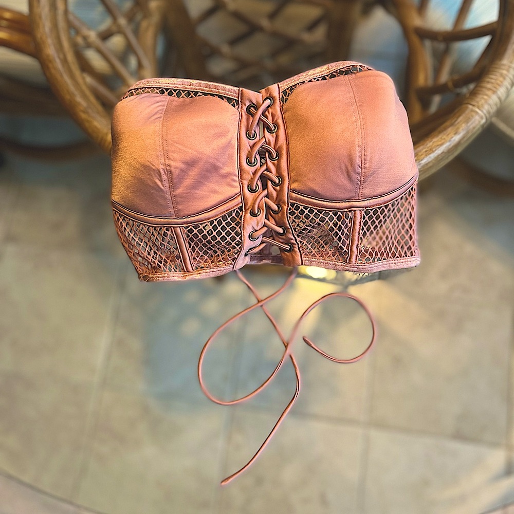 🎀URBAN OUTFITTERS🎀 -Strapless corset top- Lace Up Front-Pink- Size s
